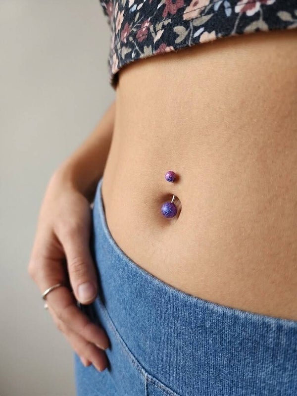 Piercing nombril paillettes acier