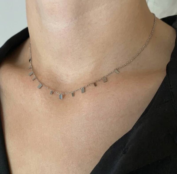 Collier mini rectangles acier inoxydable