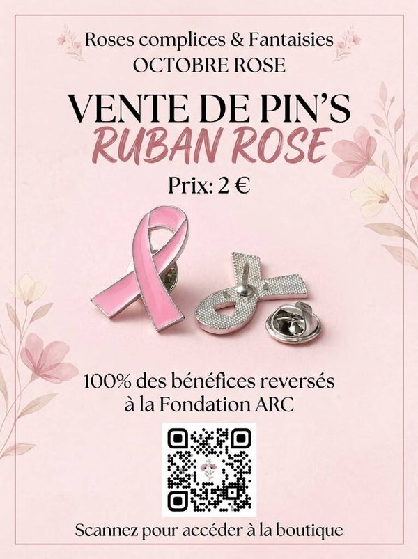 Pin's ruban rose "Opération octobre rose"