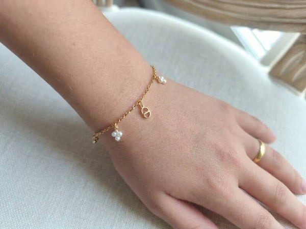 Bracelet doré maillon marine et perles