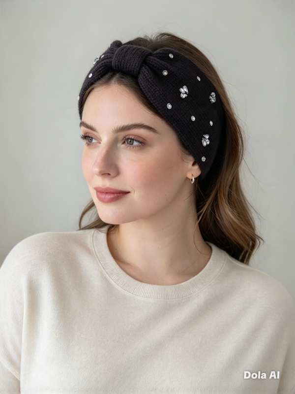 Bandeau épais gris anthracite avec strass