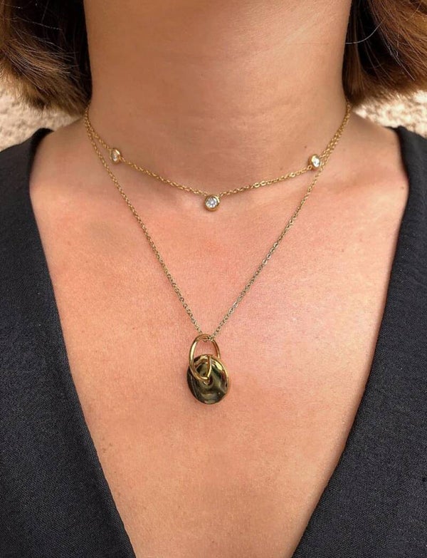 Collier double chaîne acier inoxydable