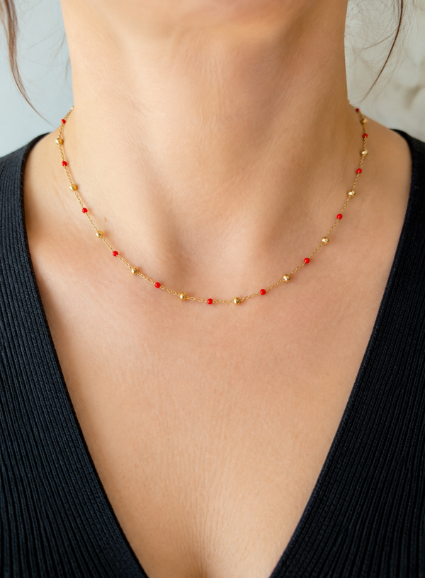 Collier acier inoxydable émail de couleur