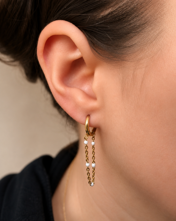 Boucles d'oreilles mini créoles chainettes émail de couleur