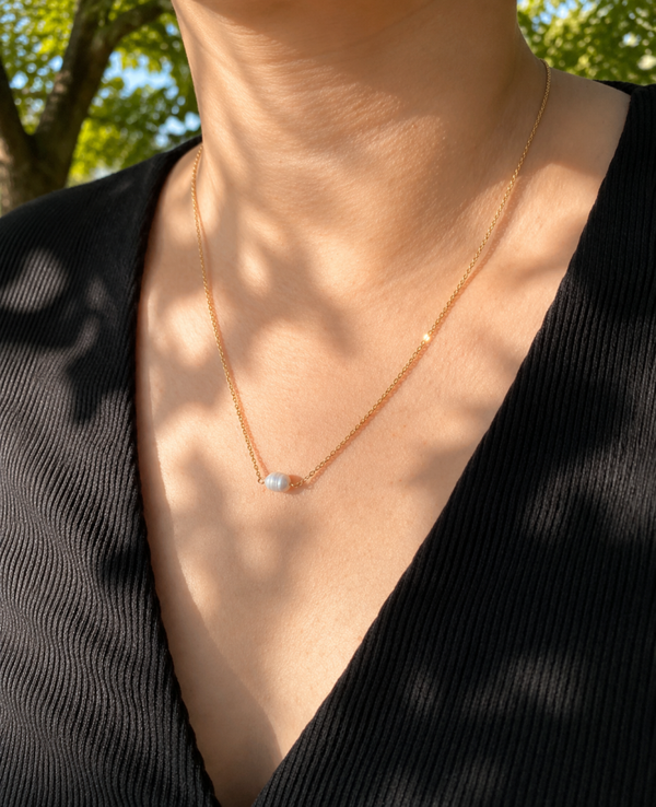 Collier perle d'eau douce acier inoxydable