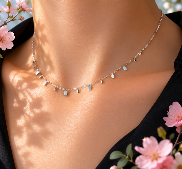 Collier acier inoxydable mini rectangles
