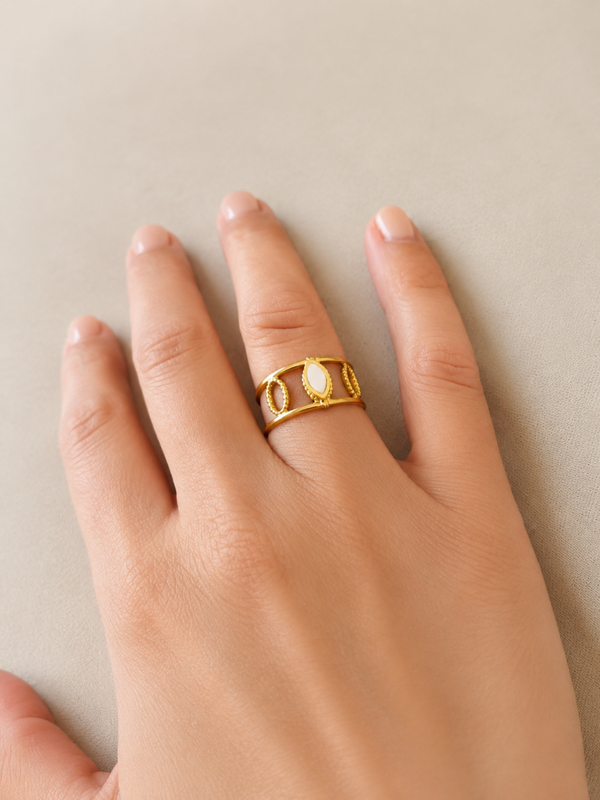 Bague gouttes avec nacre