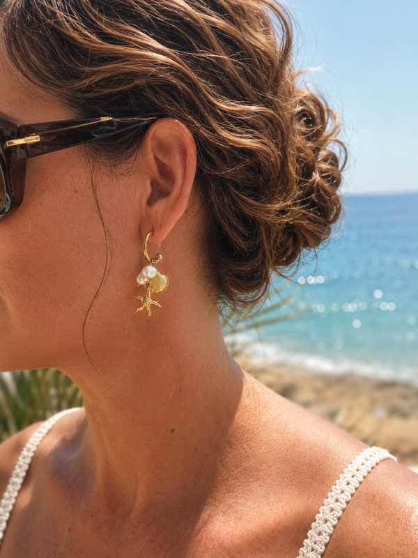 Boucles d'oreilles demi créoles coquillage