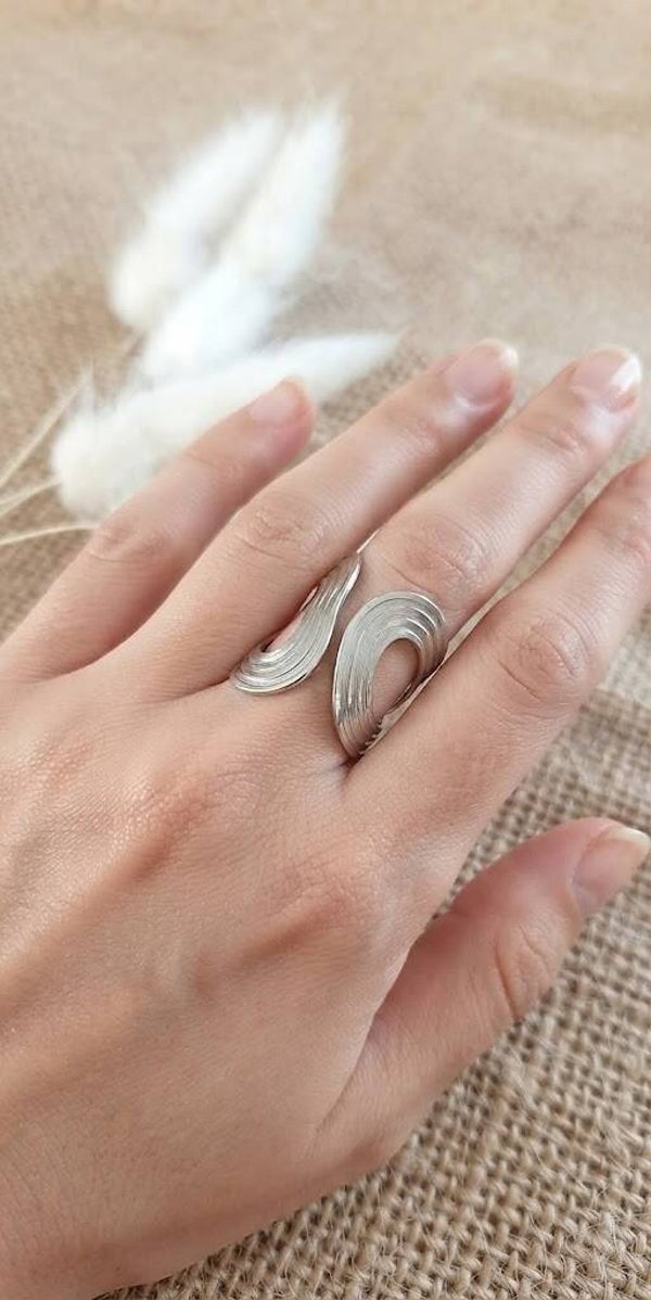 Bague vague ouverte acier inoxydable