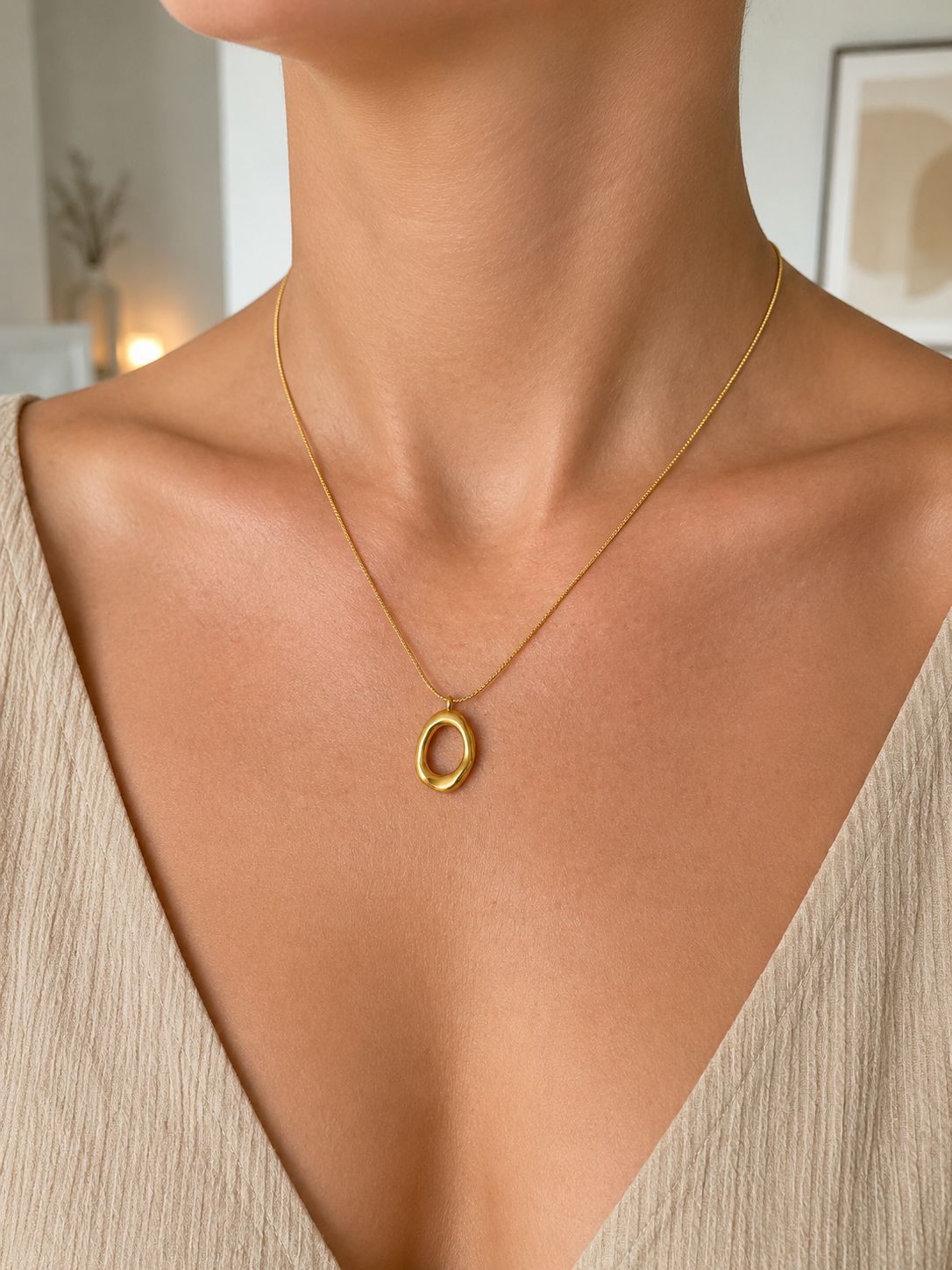 Collier acier inoxydable cercle ajouré ondulé