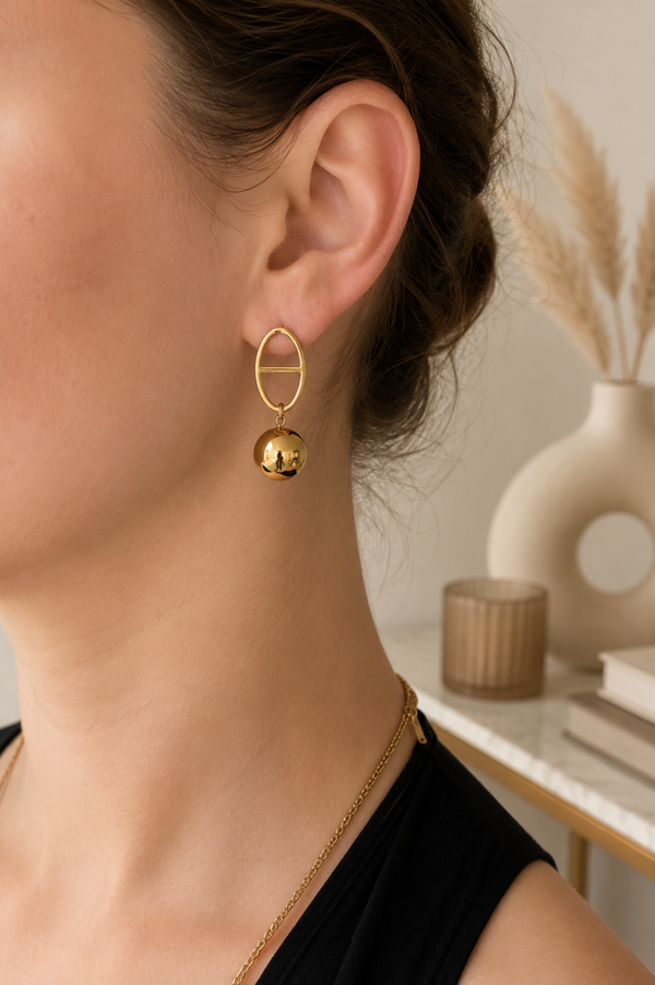 Boucles d'oreilles acier inoxydable maillons boules