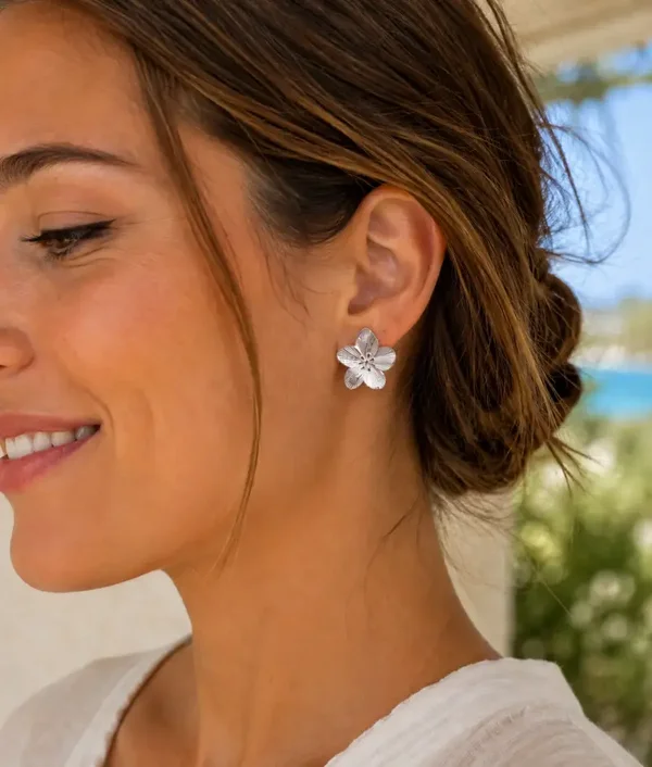 Boucles d’oreilles petites fleurs acier inoxydable