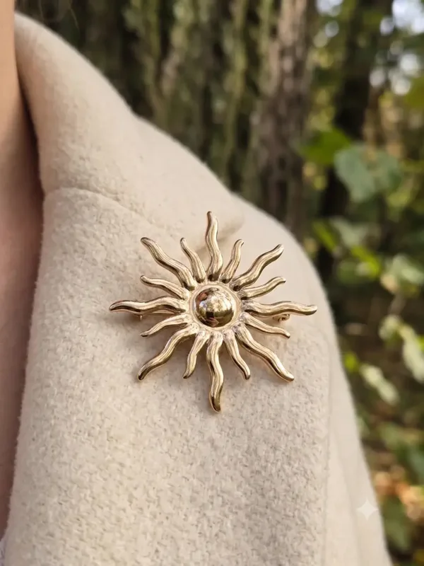 Broche acier inoxydable soleil