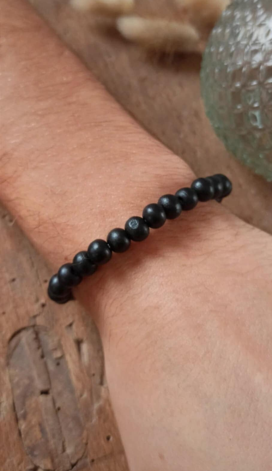 Bracelet homme élastique perles de bois