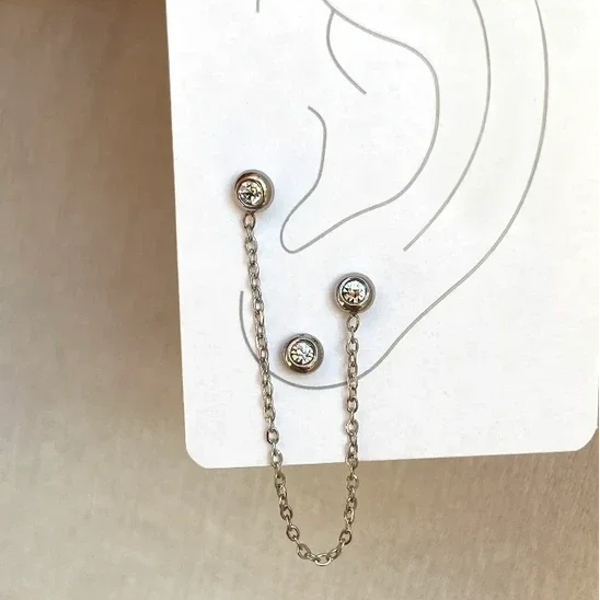 Trio de boucles d’oreilles acier inoxydable et clous