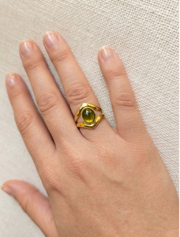 Bague losange pierre naturelle ovale