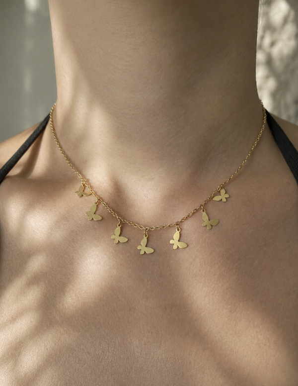 Collier Papillons acier inoxydable