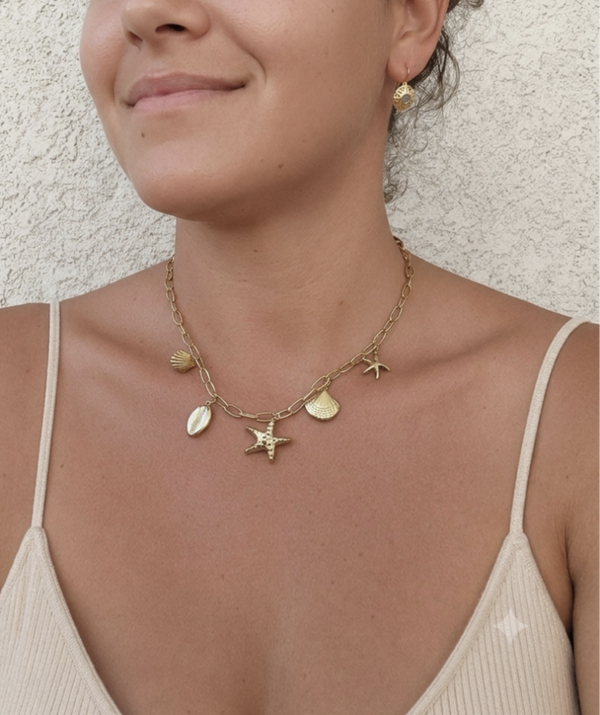 Collier été breloques mer acier inoxydable