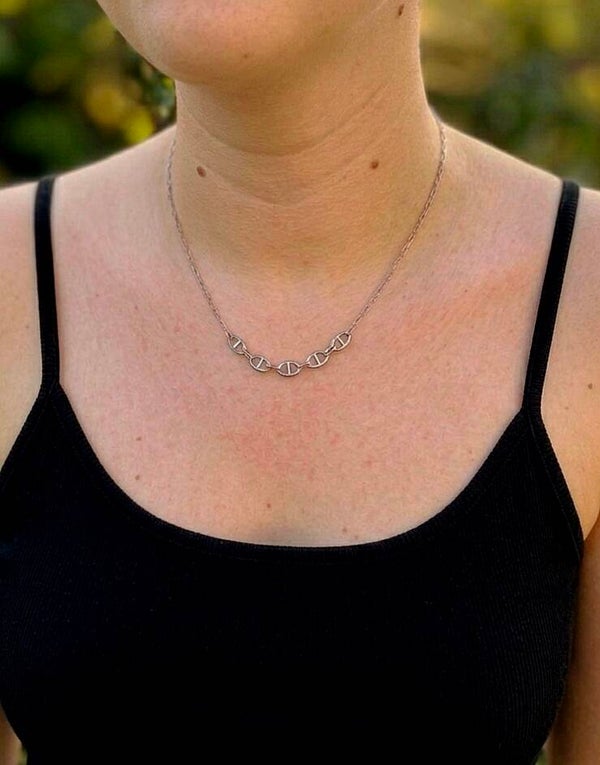 Collier mailles marine acier inoxydable doré ou argenté