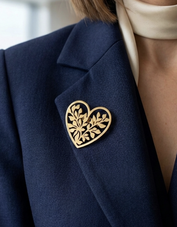 Broche coeur acier inoxydable