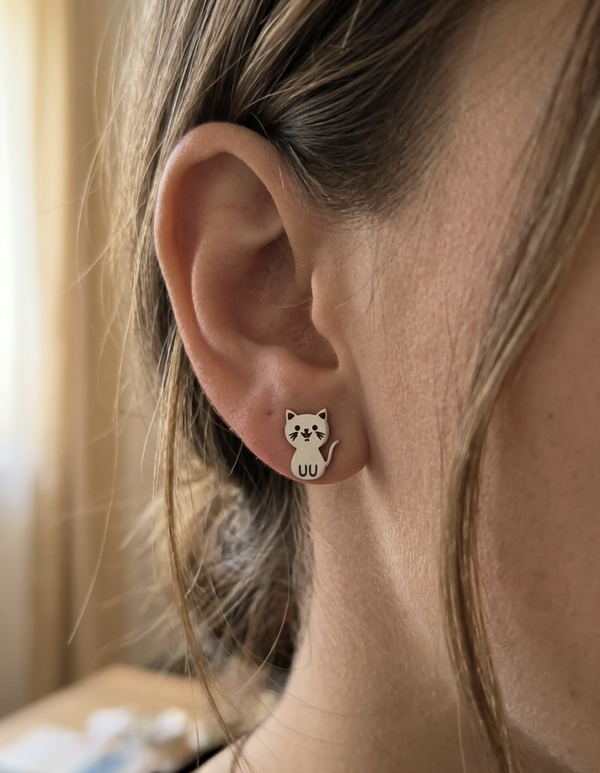 Boucles d'oreilles clous chats acier inoxydable