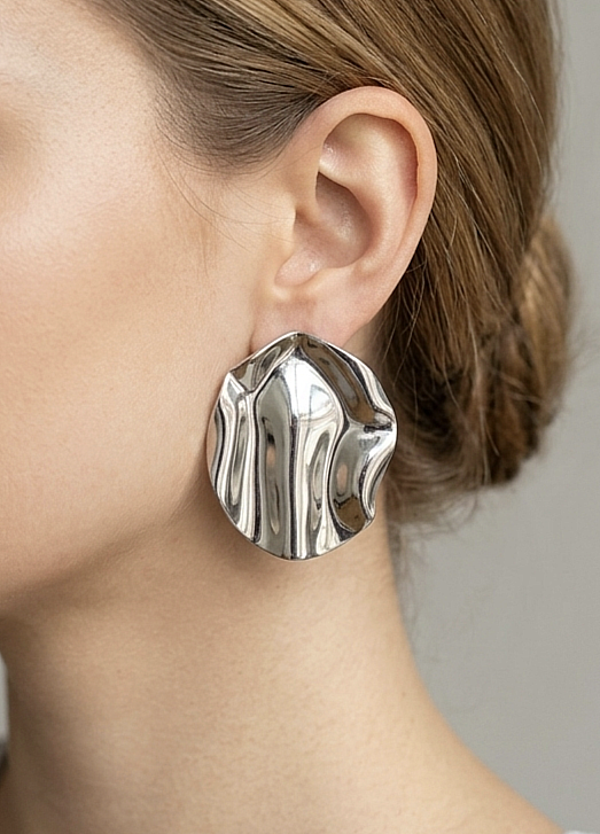 Boucles d'oreilles ronds froissées