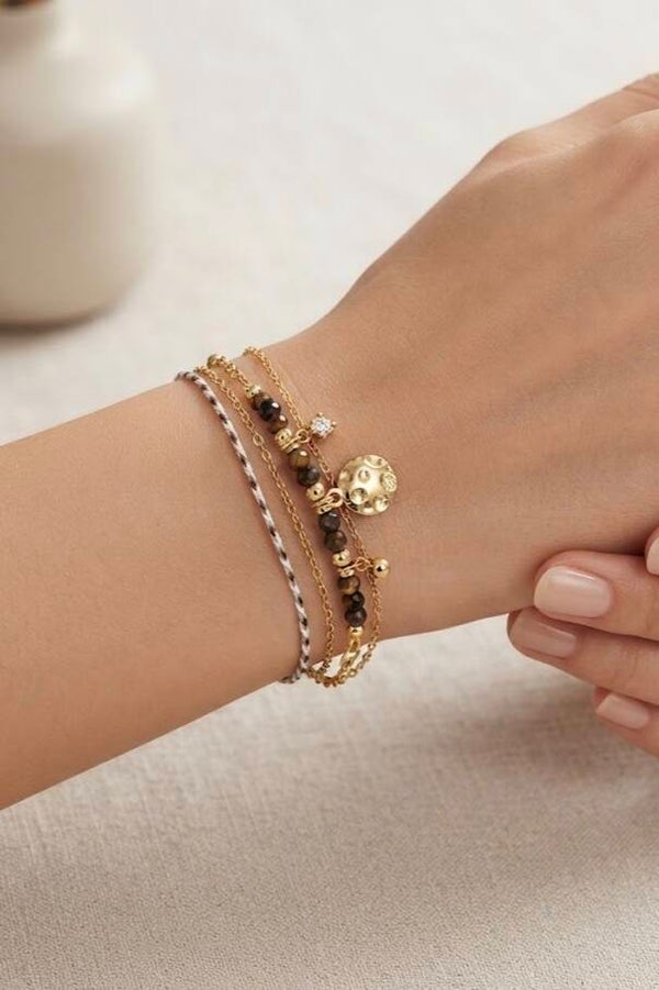Bracelet 3 rangs pierres naturelles