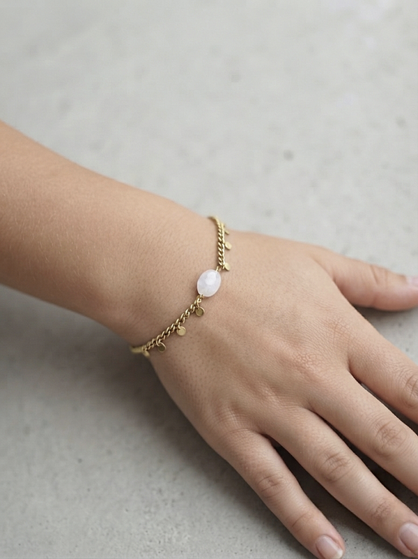 Bracelet pierre blanche opaque