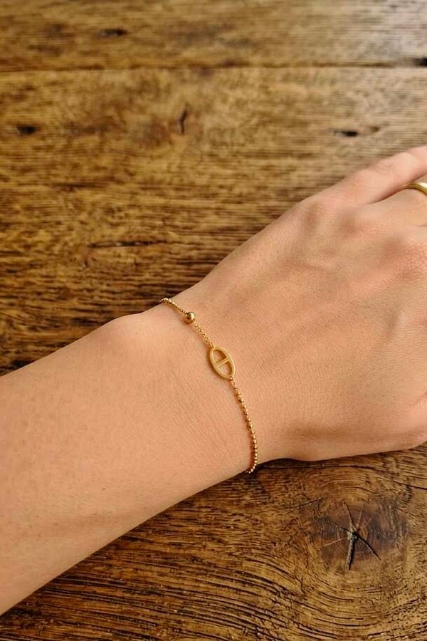 Bracelet maille marine et billes acier inoxydable