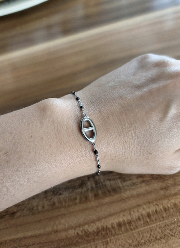 Bracelet maille marine émail noir