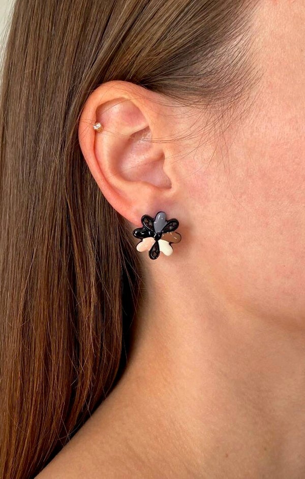Boucles d'oreilles fleurs émail LOL