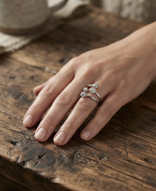 Bague originale strass martelée