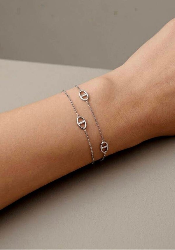 Bracelet double chaînes maille marine