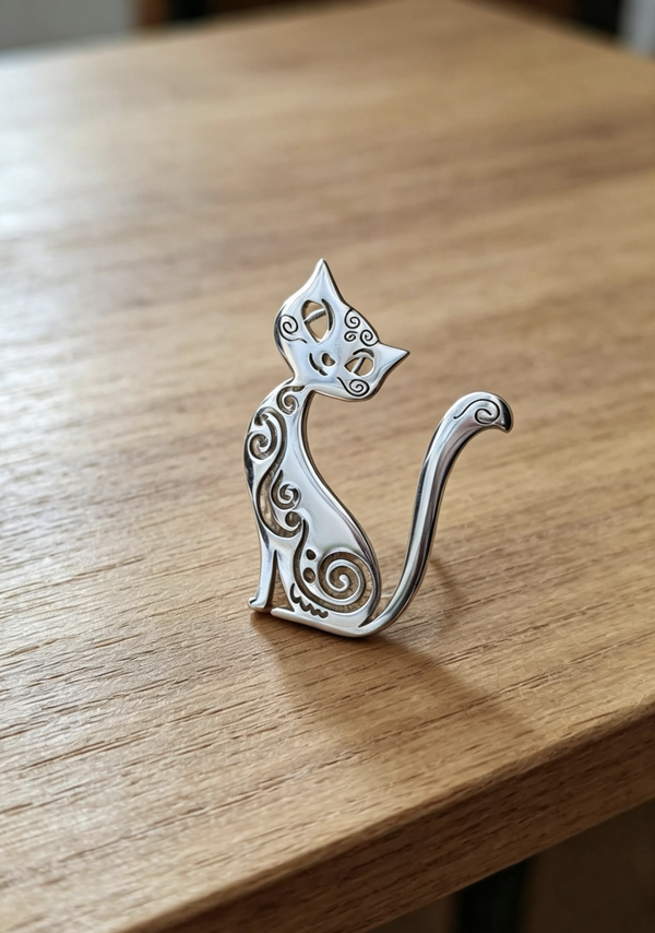 Broche chat ajouré
