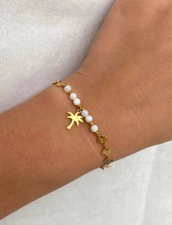 Bracelet palmier pierres blanches