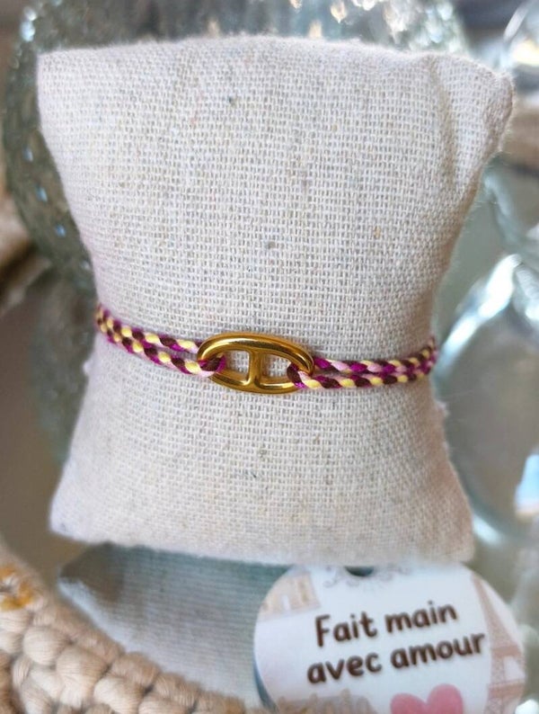 Bracelet cordon maille marine