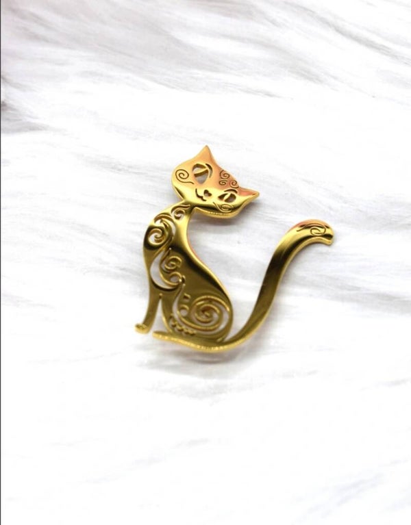Broche chat acier inoxydable