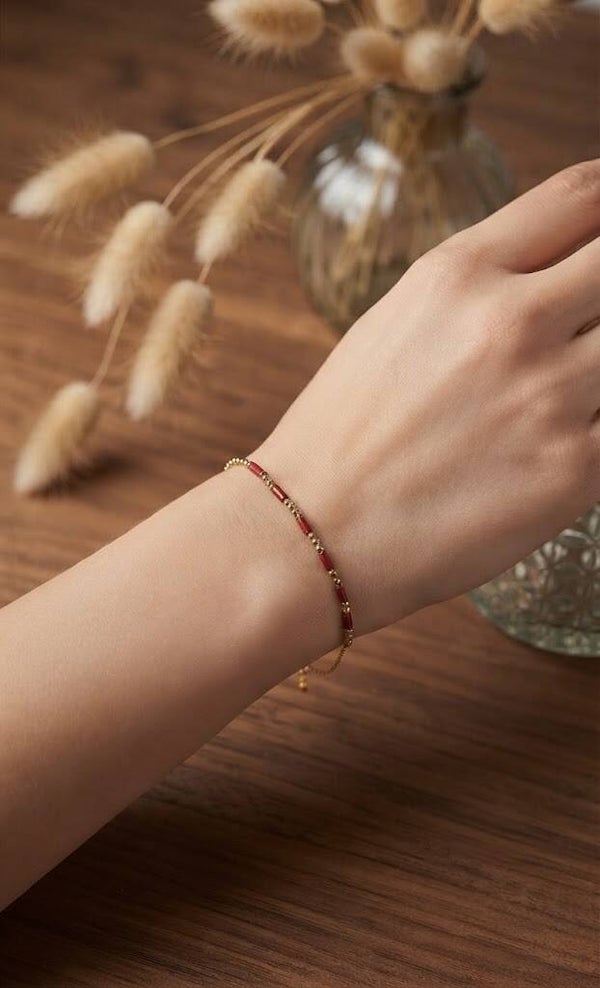Bracelet en acier inoxydable tube en pierre