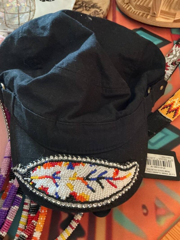 Black beaded cap