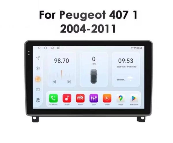 Peugeot 407 - carplay radio scherm - 9 Inch -  2004 t/m 2011
