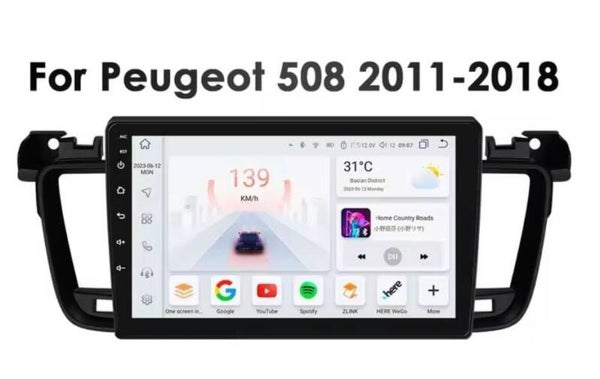 Peugeot 508 - carplay radio scherm - 9 inch - 2011 t/m 2018