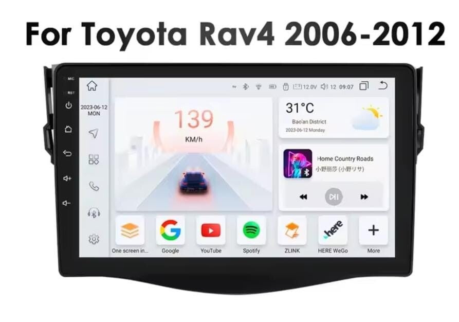 Toyota - Rav 4 - carplay radio scherm - 9 Inch - 2006 t/m 2012