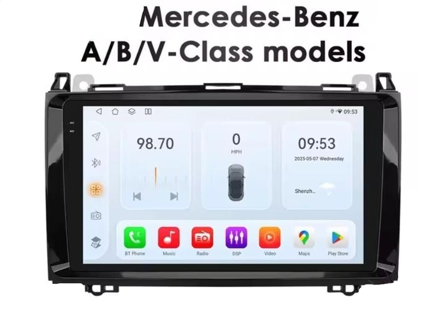Mercedes - Vito/ Sprinter/ Viano/ A/ B/ V klasse - carplay radio scherm - 9 inch - 2004 t/m 2020
