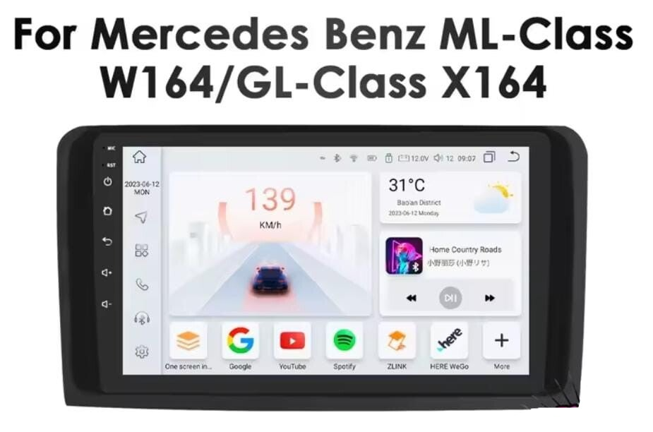 Mercedes - ML / GL klasse - carplay radio scherm - 9 inch - 2005 t/m 2012