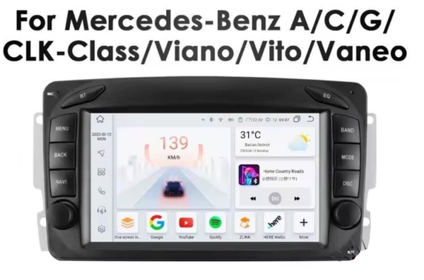 Mercedes - C klasse / Viano - carplay radio scherm - 7 inch - 2000 t/m 2010