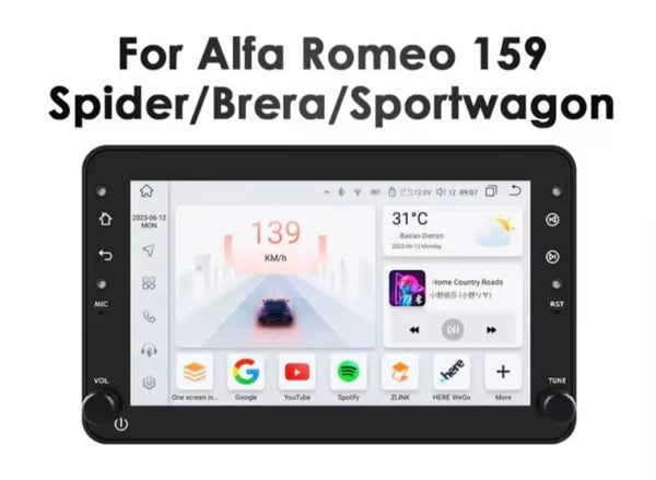Alfa Romeo - 159 - Brera - Spider  - carplay radio scherm - 7 inch - 2006 T/M 2010