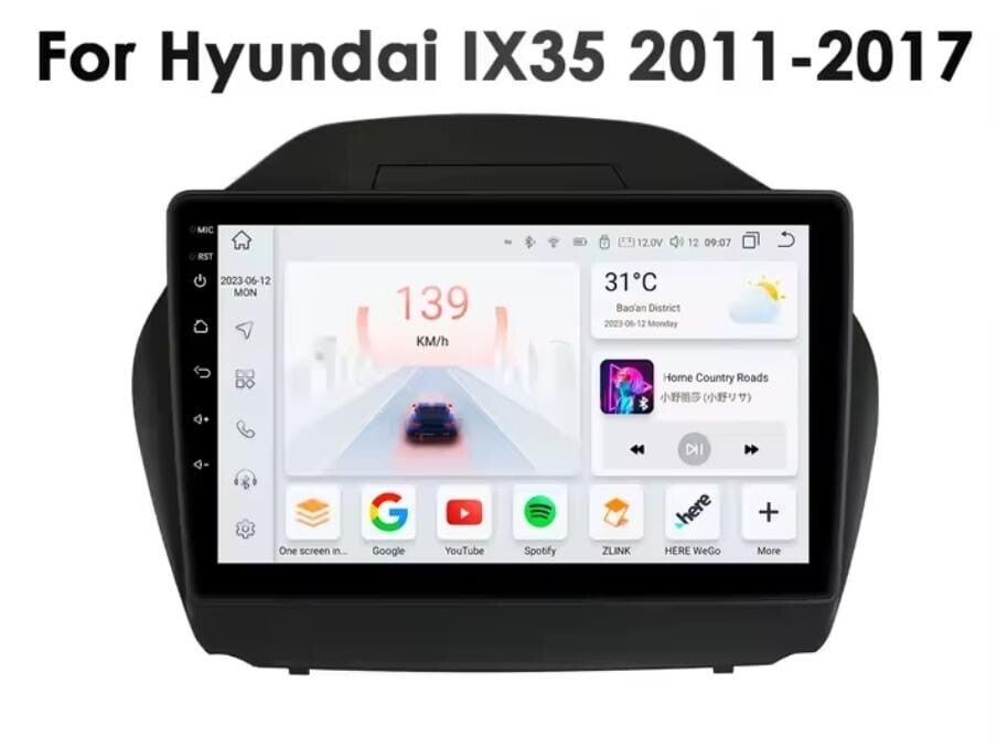Hyundai IX35  / Tucson 2 - carplay radio scherm - 9 inch - 2009 t/m 2017