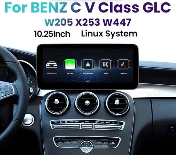 Mercedes - C / GLC / V klasse - carplay radio scherm - 10,25 inch  - 2013 t/m 2019