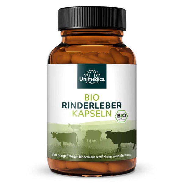 Bio Rinderleber Kapseln – von grasgefütterten Rindern - 240 Kapseln – von Unimedica