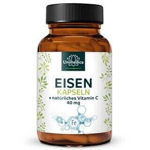 Eisen Kapseln - Eisenbisglycinat - mit natürlichem Vitamin C - 120 Kapseln - von Unimedica